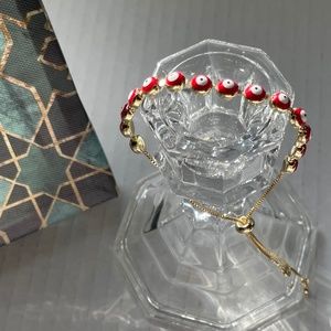 Yellow Gold Filled Red Evil Eye Bracelet - NWT